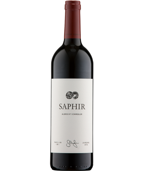 Saphir Jahrgang 2017 Rotwein vom Weingut Albrecht Schwegler. Ist eine Rotwein Cuvée aus den Rebsorten Lemberger, Zweigelt, Cabernet Sauvignon, Cabernet Franc, Merlot